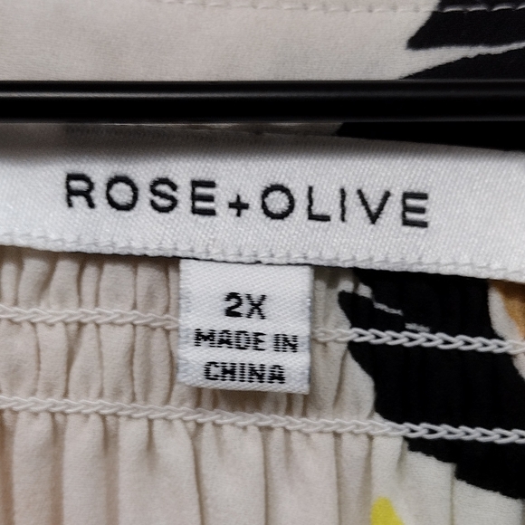 Rose + Olive Floral Button Blouse Women's 2X Multicolor Artsy Retro 90s Festival - Picture 7 of 8